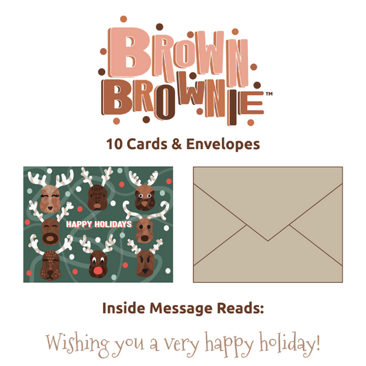 Red Nose Reindeer Christmas greeting card on white background