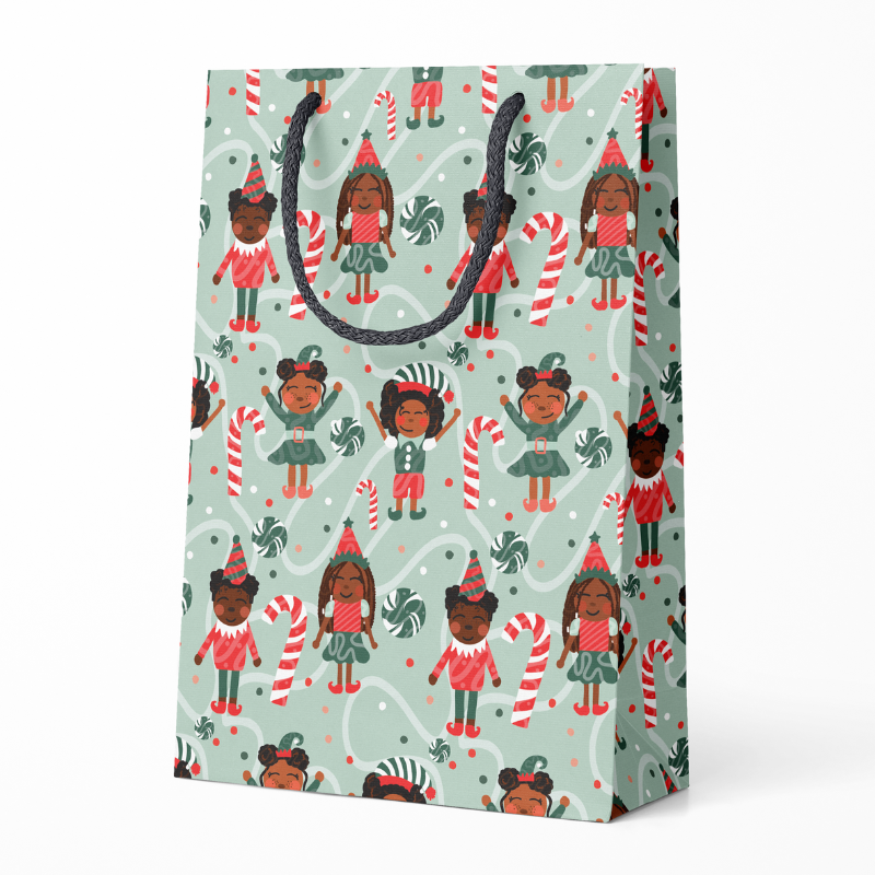 Santa Helpers Gift Bag + Tissue Paper