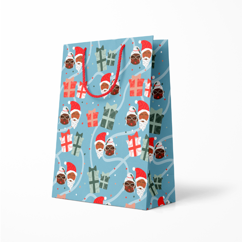 Mr. & Mrs. Claus gift bag with Christmas design