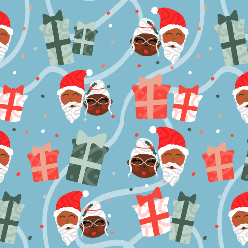 Mr. & Mrs. Claus gift bag and matching tissue paper